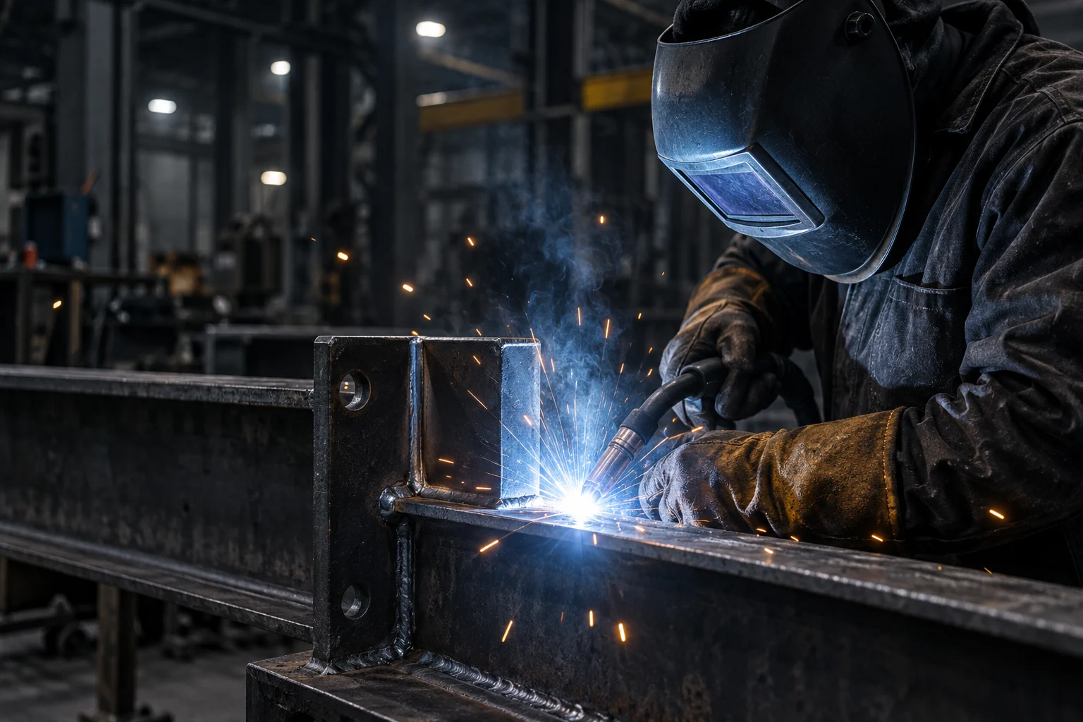 Ілюстрація напівавтоматичного зварювання сталевої конструкції